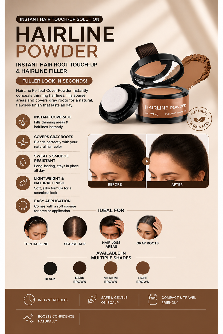 Hairline Powder – Instant Hair Root Touch-Up & Hairline Filler