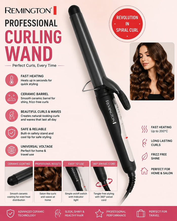 Remington Professional Curling Wand – Fast Heating Hair Curler